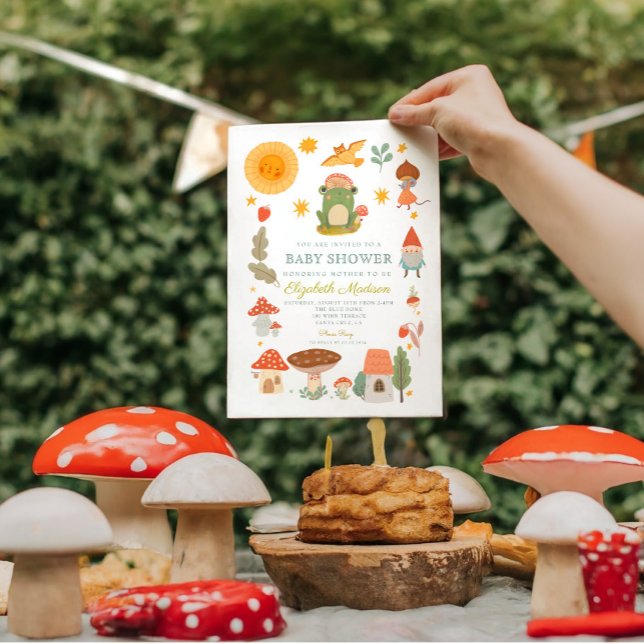 Invitation Baby shower de champignon de la grenouille des boi (Créateur téléchargé)
