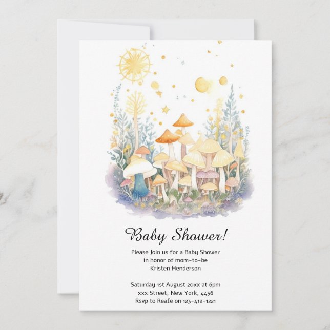 Invitation Baby shower de champignons (Devant)