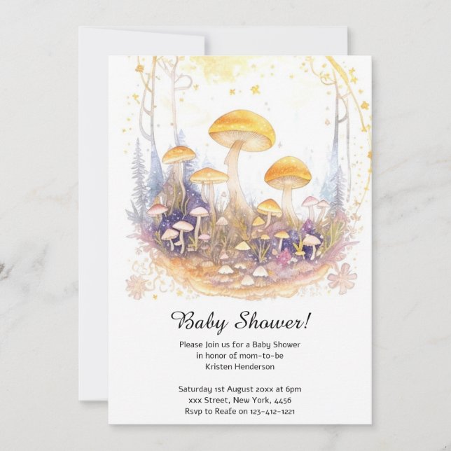 Invitation Baby shower de champignons (Devant)