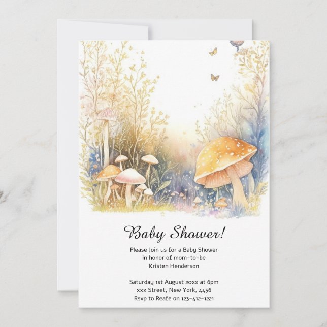 Invitation Baby shower de champignons (Devant)