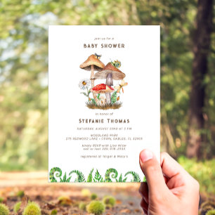 Invitation Baby shower de champignons d'aquarelle enchanté In