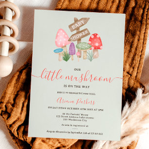 Invitation Baby shower de champignons des bois de fée de mûre