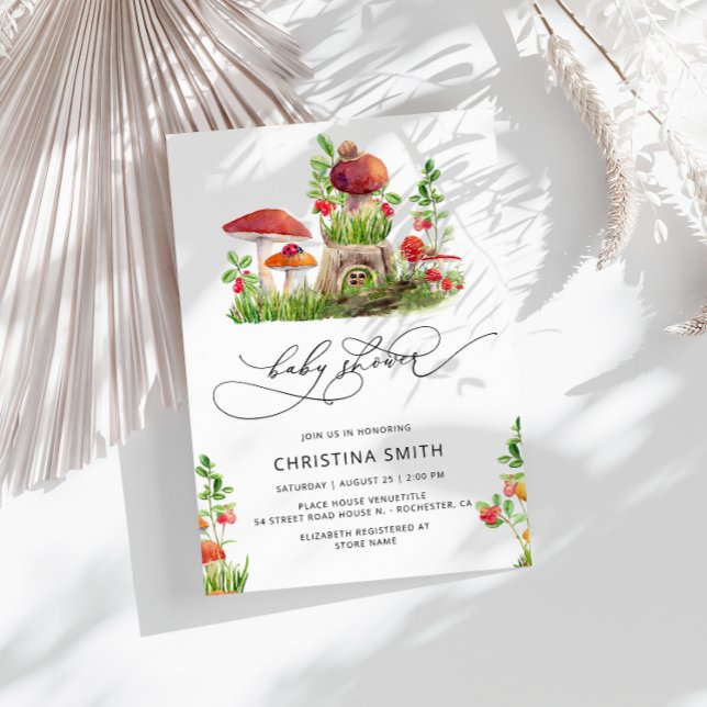 Invitation Baby shower de champignons rustiques de (Créateur téléchargé)