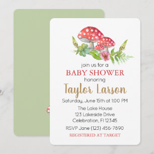 Invitation Baby shower de champignons sauvages