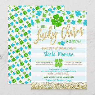 Invitation Baby shower de charme chanceux de la Saint Patrick