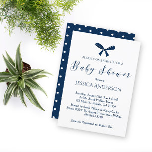 Invitation Baby shower de charme Navy Blue White Boys