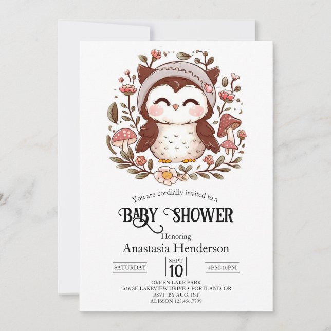 Invitation Baby shower de Charming Owl (Devant)