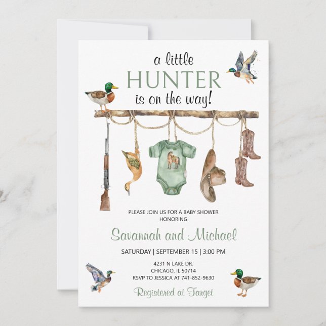 Invitation Baby shower de chasse au canard (Devant)