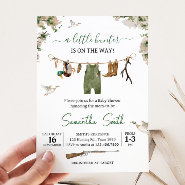 Invitation Baby shower de chasse au canard (Duck Little Hunter Baby Shower Invitation
)
