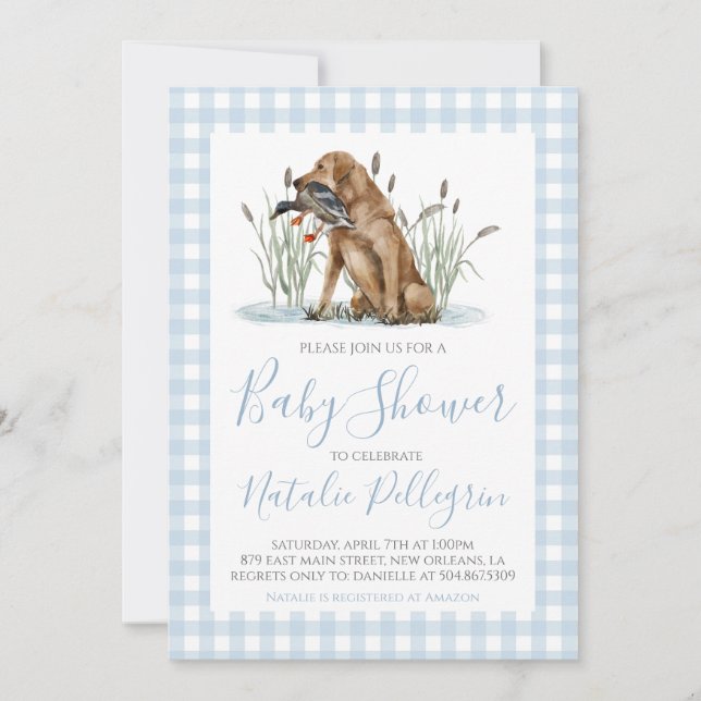 Invitation Baby shower de chasseur de canard du sud de Preppy (Devant)