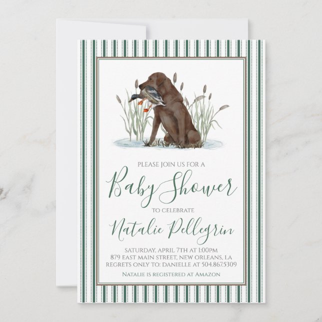 Invitation Baby shower de chasseur de canard du sud de Preppy (Devant)