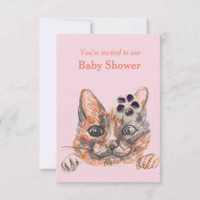 Invitation Baby shower de chat (Devant)