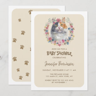Invitation Baby shower de chat Calico Tricolore