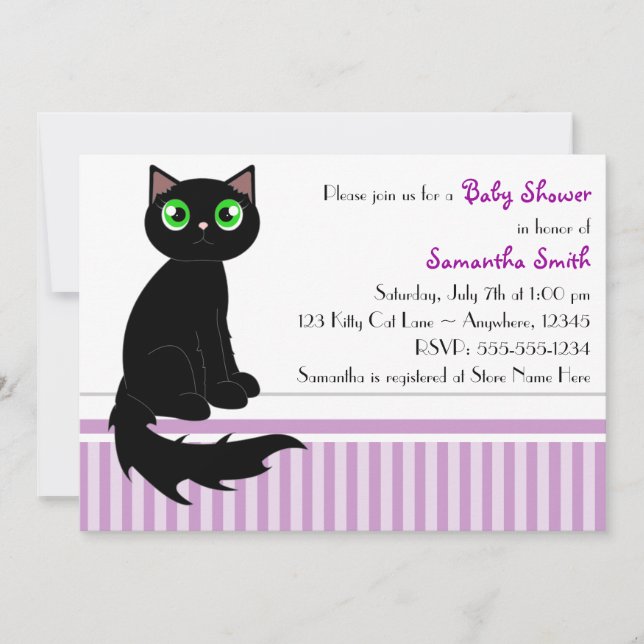 Invitation Baby shower de chats Cute Kitty - Viole (Devant)