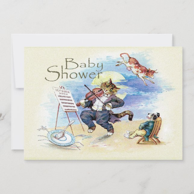 Invitation Baby shower de chats et de fouets Vintage jaune (Devant)