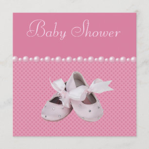 Invitation Baby shower de chaussures roses, vêtements et paci