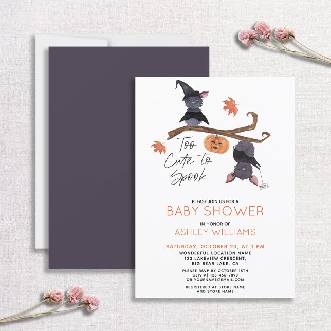 Invitation Baby shower de chauves-souris d'aquarelle trop mig (Créateur téléchargé)