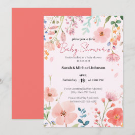 Invitation Baby shower de chemin en floraison