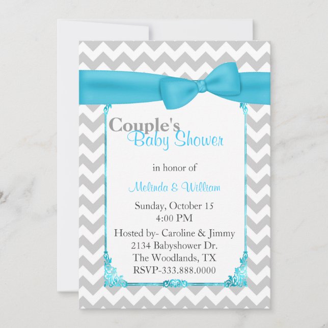 Invitation Baby shower de Chevron Couple (Devant)
