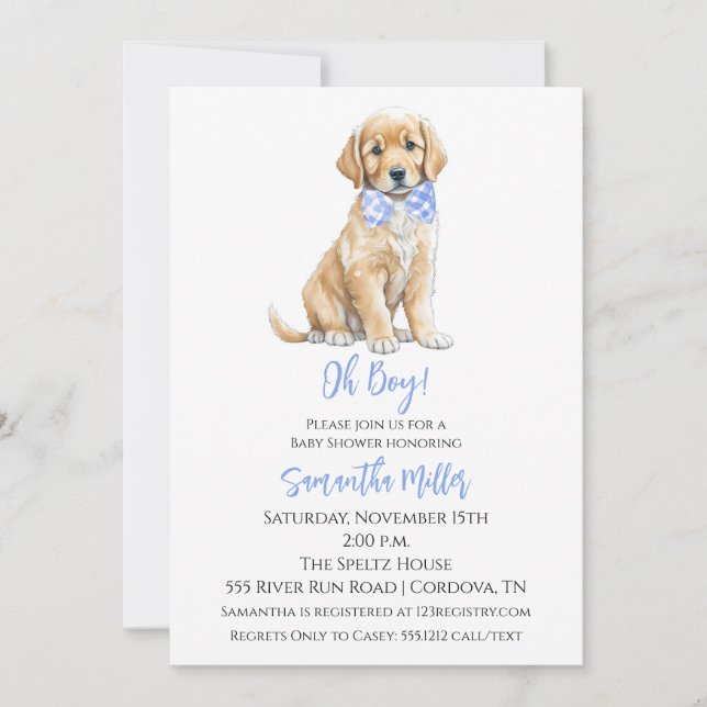 Invitation Baby shower de chien (Devant)