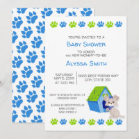Baby shower de Chien Chien Blanc Vert Cute Invitat