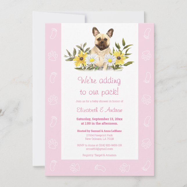 Invitation Baby shower de chien de chien de taurea (Devant)