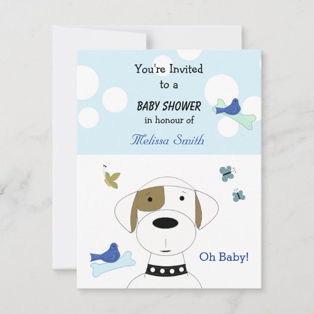 Invitation Baby shower de chien de dessin animé (Devant)
