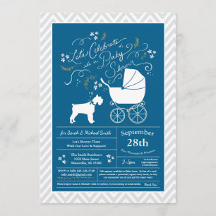 Invitation Baby shower de Chien de Schnauzer de Miniature Blu