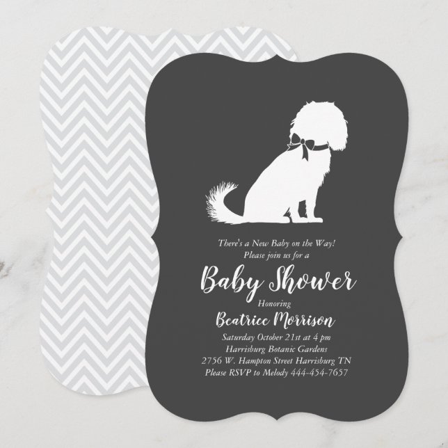 Invitation Baby shower de Chien Espagnol Cavalier King Charle (Devant / Derrière)