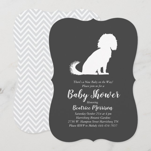 Invitation Baby shower de Chien Espagnol Cavalier King Charle (Devant / Derrière)