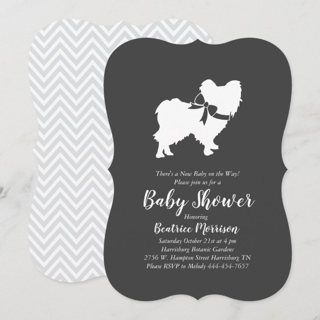 Invitation Baby shower de chien Papillon Neutre hommes (Devant / Derrière)