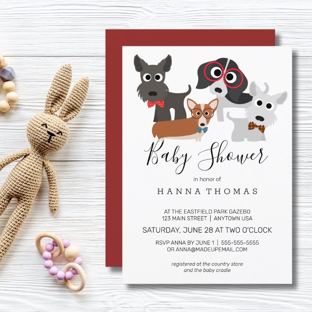 Invitation Baby shower de chiens de caricature (dog theme baby shower
)