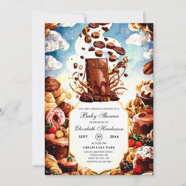 Invitation Baby shower de chocolat enchanté Boho (Devant)