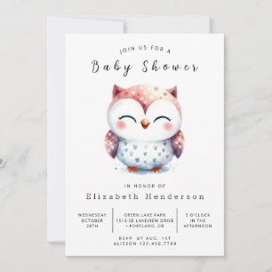 Invitation Baby shower de chouette à imprimer Pastel