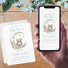 Invitation Baby shower de Chouette à l'aquarelle m