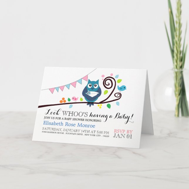 Invitation Baby shower de Chouette blanche (Devant)