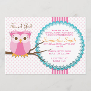 Invitation Baby shower de Chouette rose