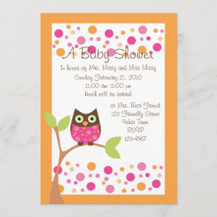 Invitation Baby shower de Chouette rose Invitation-hotpink su
