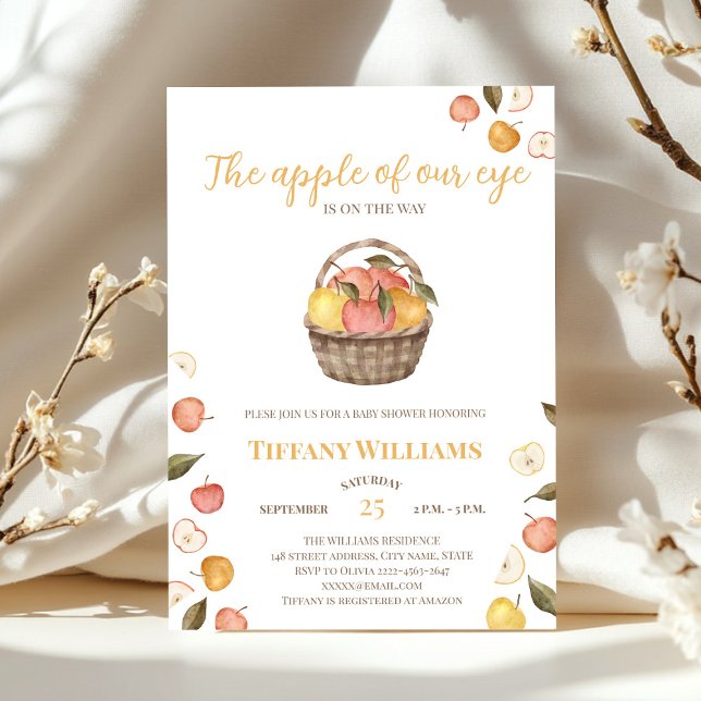 Invitation Baby shower de chute de la pomme de notre oeil (The apple of our eye autumn fall baby shower rustic invitation )
