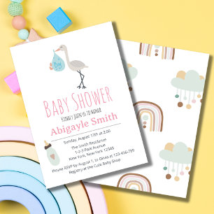 Invitation Baby shower de cigogne - C'est un garço