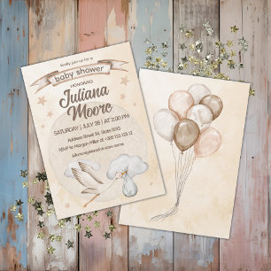 Invitation Baby shower de cigogne d'aquarelle