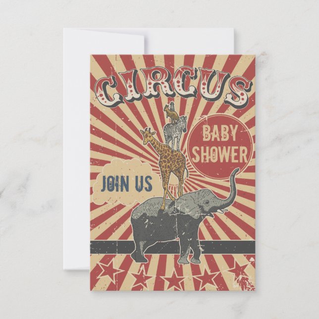 Invitation Baby shower de Cirque Retro (Devant)