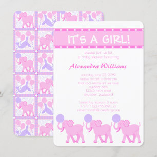 Invitation Baby shower De Cirque Rose C'Est Une Fille Adorabl