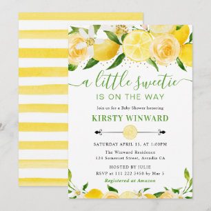 Invitation Baby shower de citrons et de fleurs aquarelles
