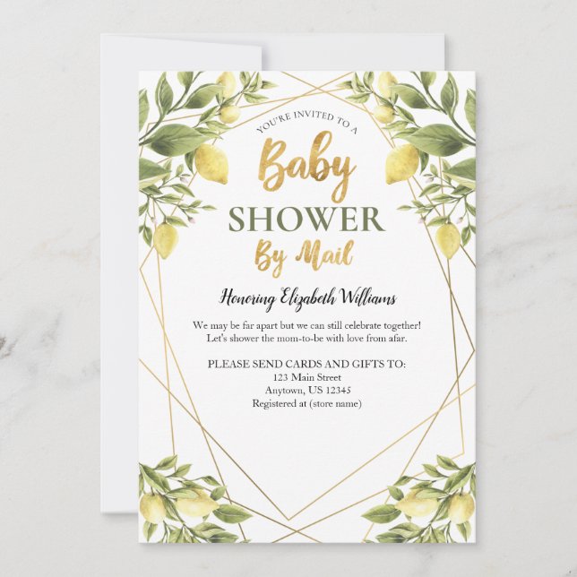 Invitation Baby shower de citrons par courrier (Devant)