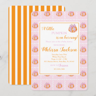 Invitation Baby shower de citrouille d'aquarelle Preppy