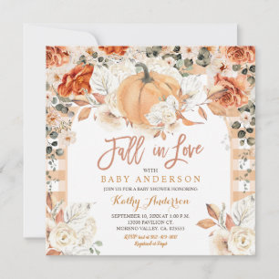 Invitation Baby shower de Citrouille d'ivoire orange tomber a