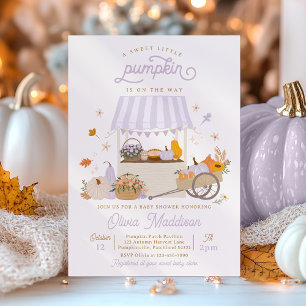 Invitation Baby shower de Citrouille rustique violet fille