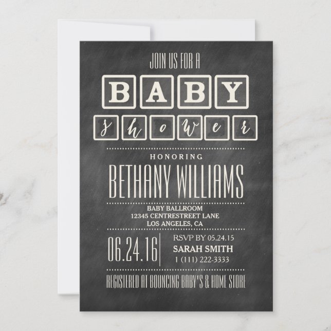 INVITATION BABY SHOWER DE CLAVIER RUSTIQUE (Devant)