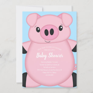 Invitation Baby shower de cochon bleu